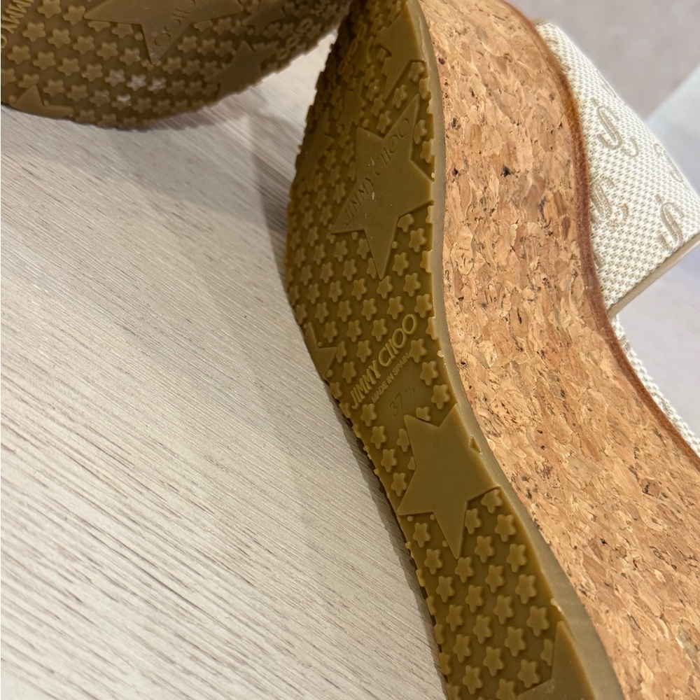 Jimmy Choo DeeDee 80 37 1/2, OLJL, EVRU/SAND DUNE - Picture 4 of 11